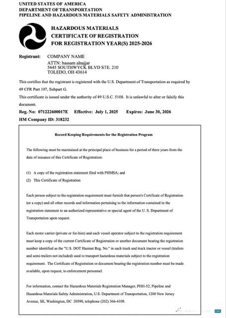 Download USA certificate of registration Word and PDF template, version 3 Photoshop template